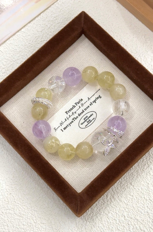 Amethyst and Yellow Phantom Quartz Bracelet