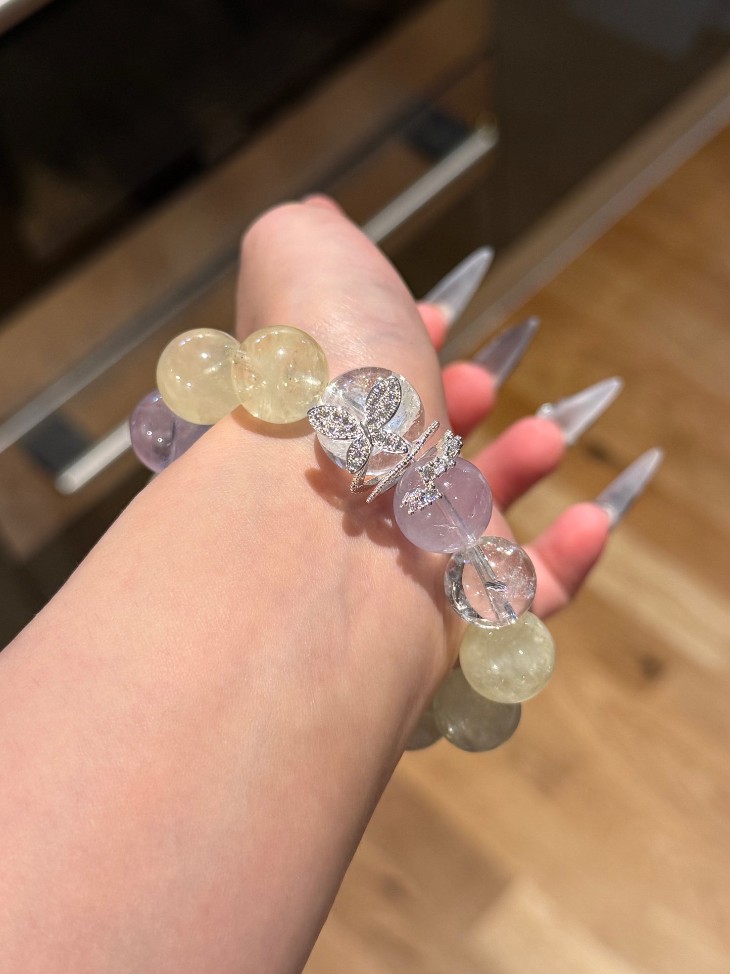 Amethyst and Yellow Phantom Quartz Bracelet