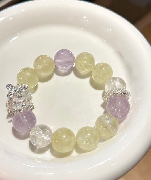 Amethyst and Yellow Phantom Quartz Bracelet